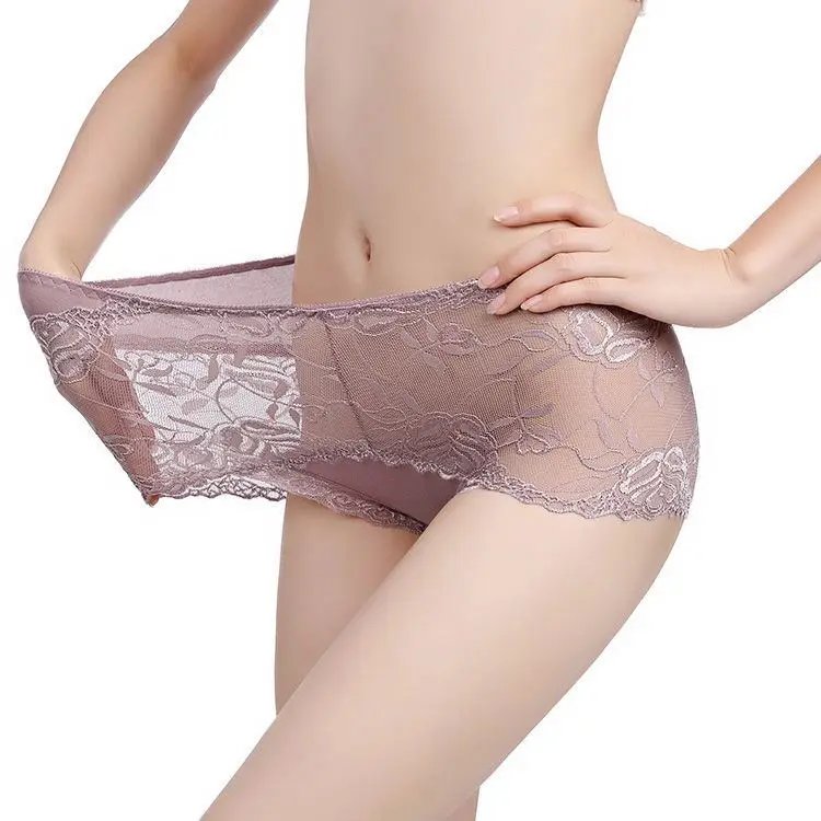 2023 Woman Seamless Lace Underwear  high Waist Floral Panties Back With Lace Brief Traceless Underwear Women Ice Silk Panties