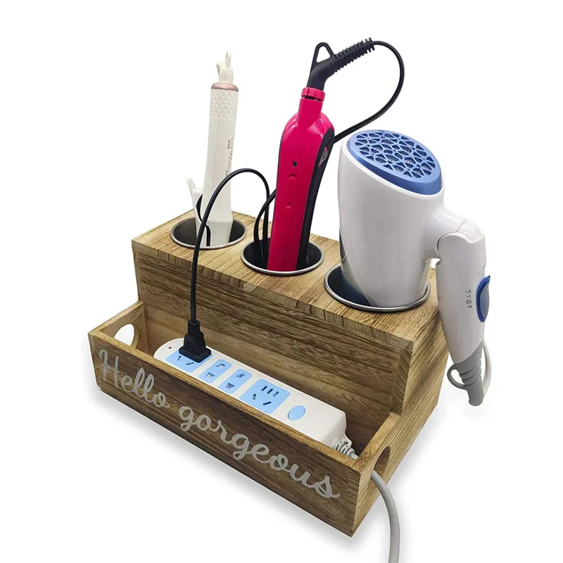 Cute Hair Styling Tools Organizer Rustic Hair Dryer and Straightener Holder