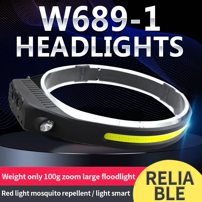 Wave Sensing Headlights Waterproof Running Red LED Light Battery Headlamp