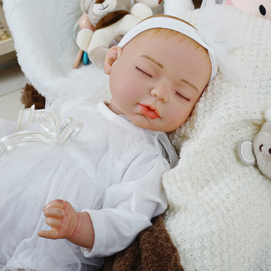 Factory Cheap 17 Inch Handmade Realistic Full Soft Body Lifelike Cute Newborn Sleeping Reborn Baby Dolls