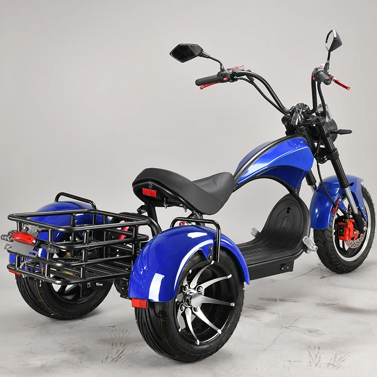 2021 Top 1500/2000w 60v battery EEC 3 wheel electric scooter bike with basket and golf bag holder