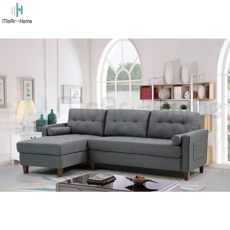 
Breathable Linen Modern Sectional Sofa Grey With Recliner,L Shaped Sofa Dimensions Storage Pocket Guangdong Manufacturer 