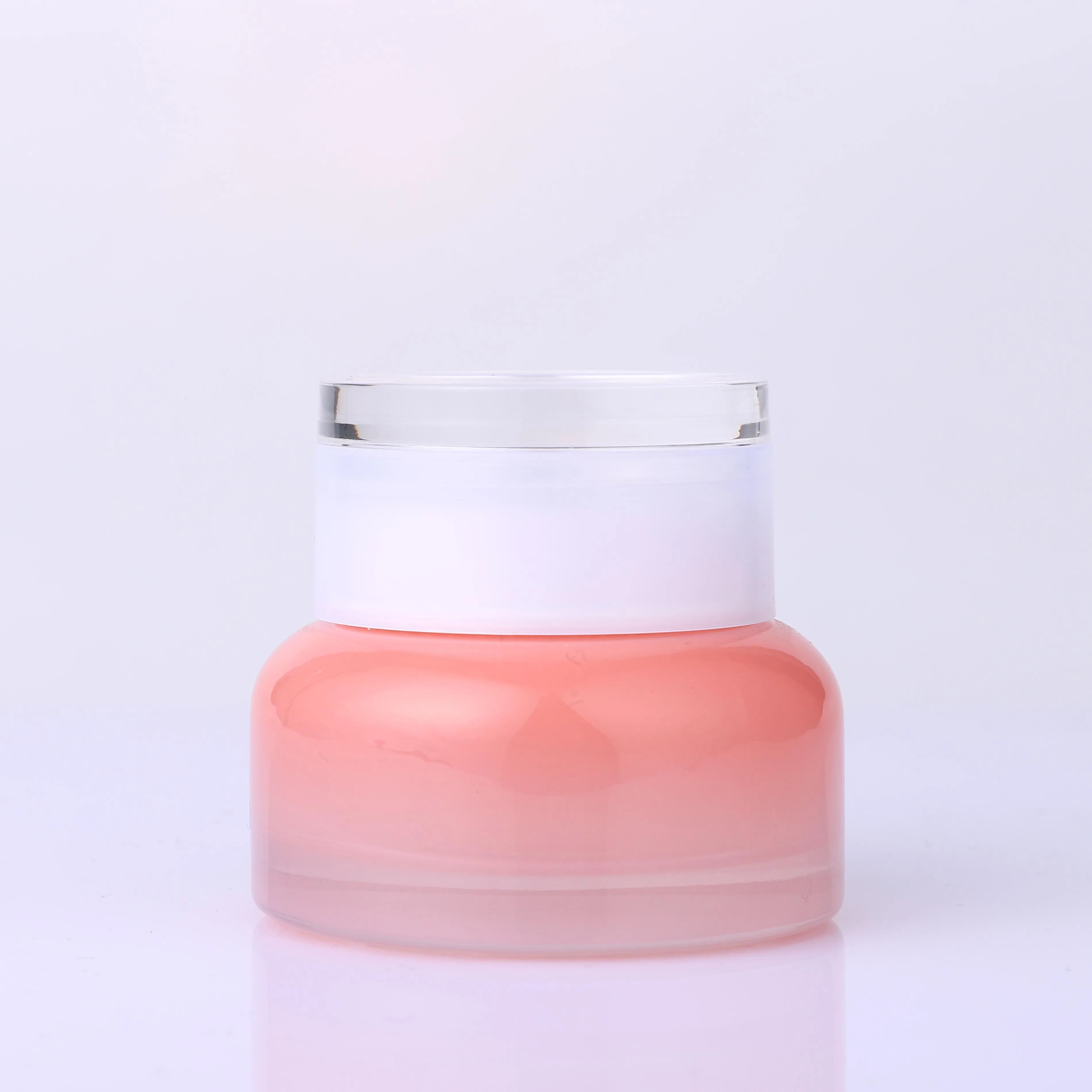 Wholesale Manufacture Peach-Pink Cream Glass Jar For Skincare Packaging