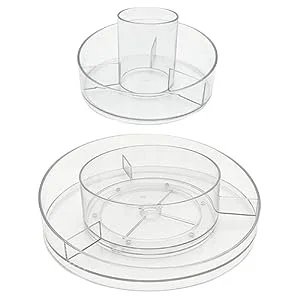 2 Tier Lazy Susan  Acrylic Makeup Organizer Tray 360 Rotating Cosmetics Display Case Turntable Makeup Brush eyeshadow holder