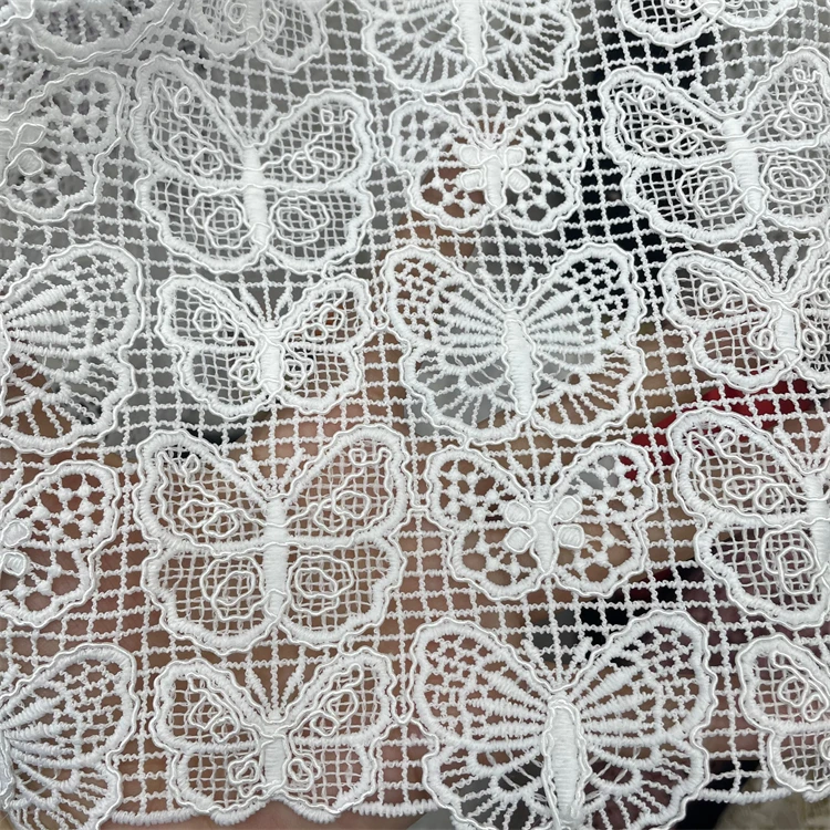 2024 new design embroidery butterfly chemical guipure cord lace African lace fabric for dress