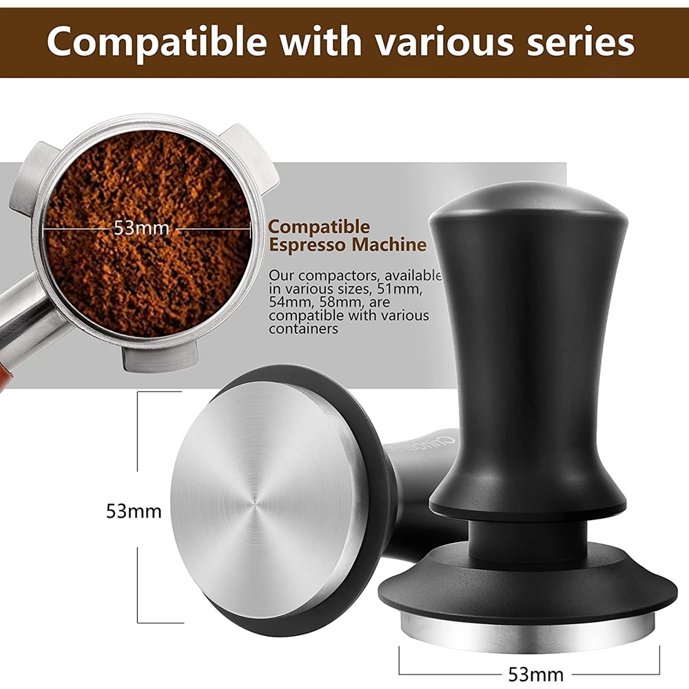 Espresso Hand Tamper with Calibrated Spring 100% Flat Stainless Steel Base Tamper Premium Barista Coffee Tamper
