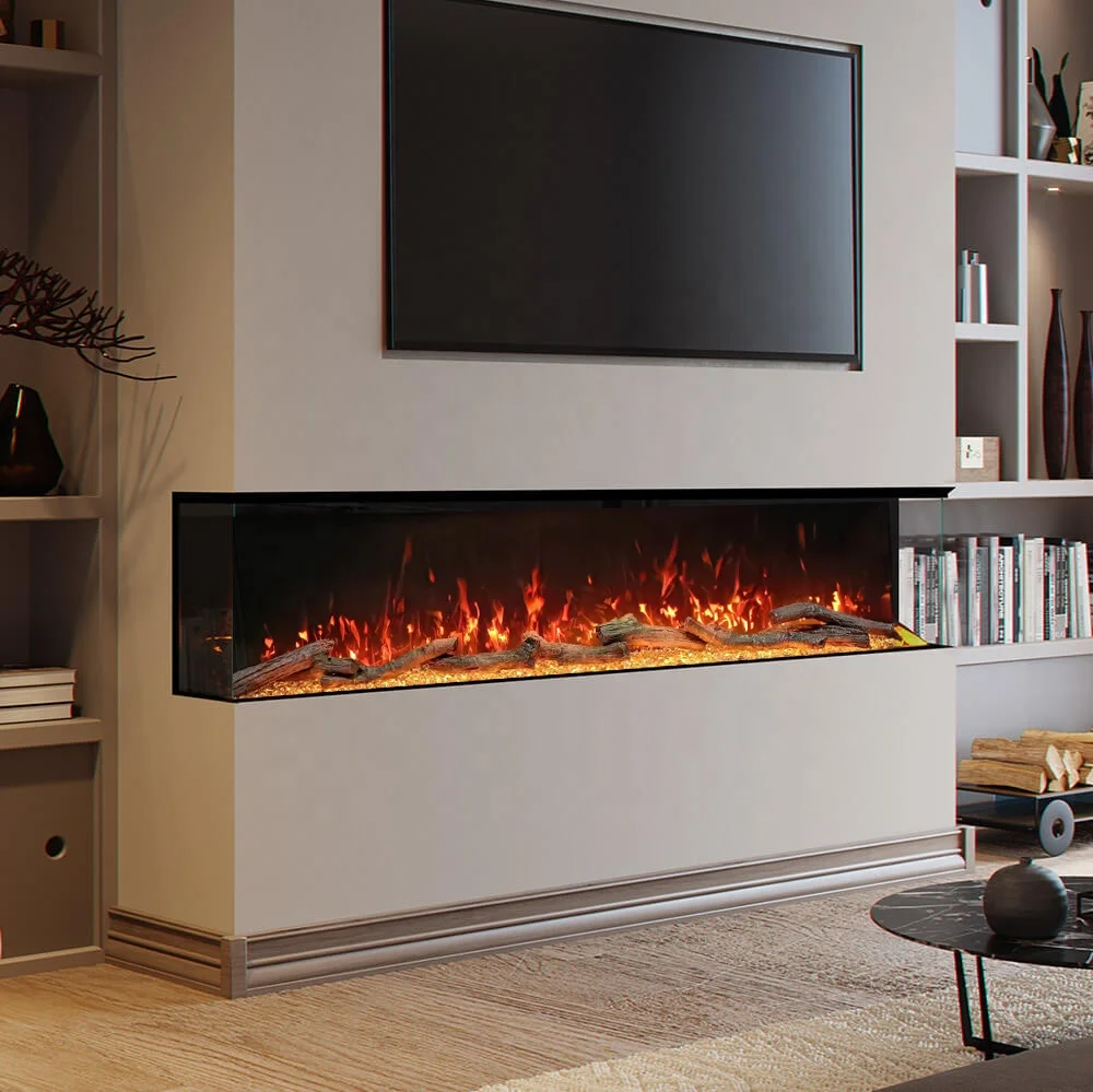 Modern 3D Electric Fireplace Heater Decorative Realistic LED Flames  with Thermostat Electrical Fireplace indoor