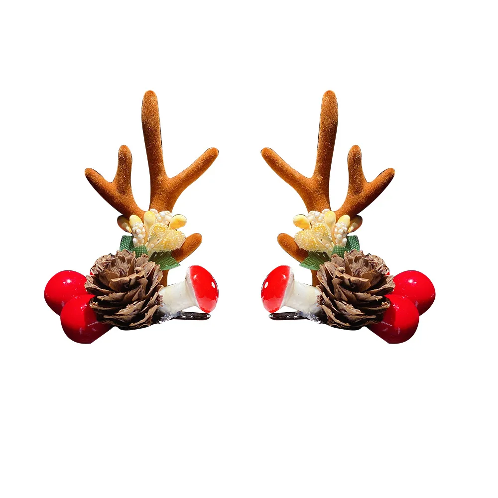 
2021 Winter Christmas Barrettes Flower Hair Decorationd Beautiful s Kids Hair Accessories Christmas Antler Hair Clips 