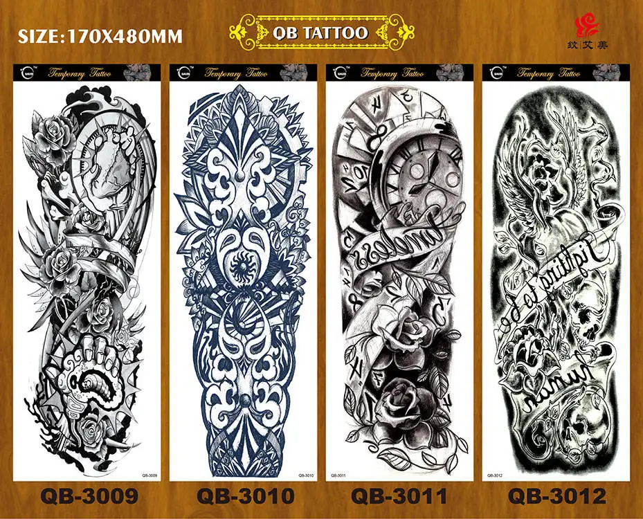 New Design Large Size Full Arm Temporary Permanent Tattoo Sticker For Man Sleeve Tattoos