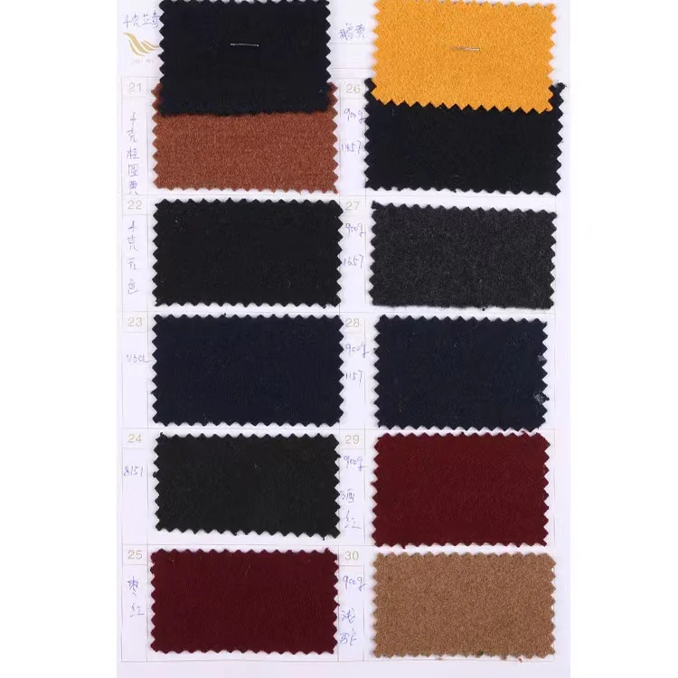 Factory supply wholesale price ready stock solid color woven wool/polyester melton woolen fabric