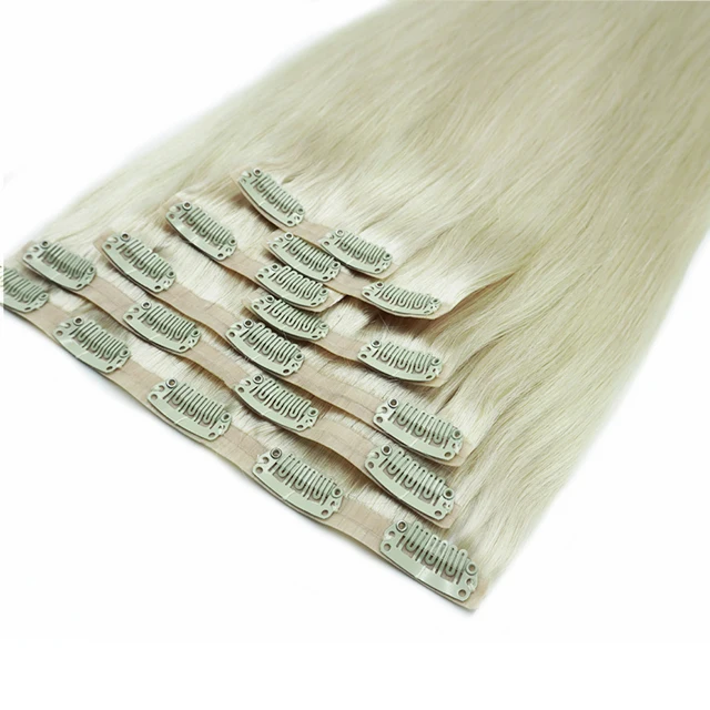 
2021 Trending Real Human Hair Extensions Natural Color 16-22 inch Double Pu Clip on Hair Extensions 