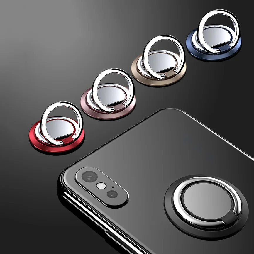 Zinc alloy universal 360 degree rotation folding desktop phone stand magnetic finger tablet mobile ring holder