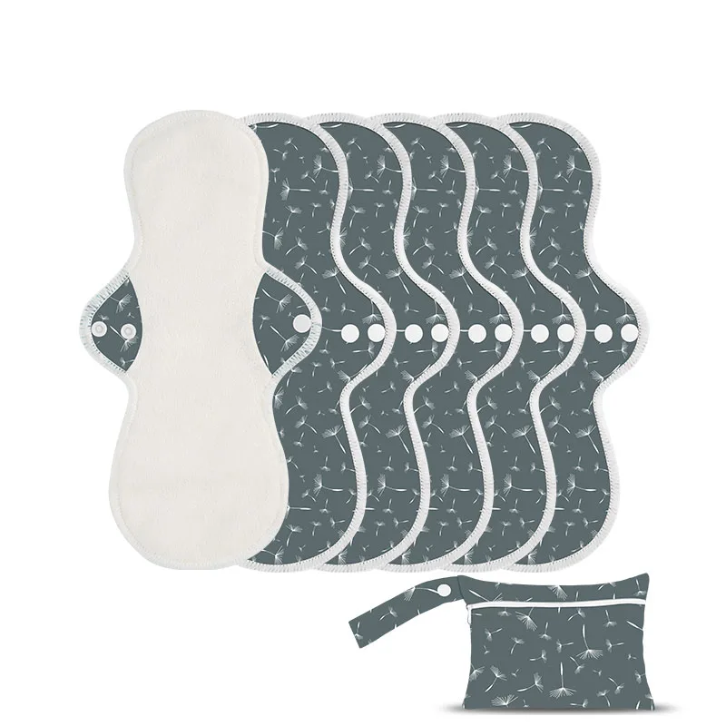 Mora mona 5 pcs with wet bag Set Reusable Washable Bamboo terry menstrual pad sanitary napkins organic