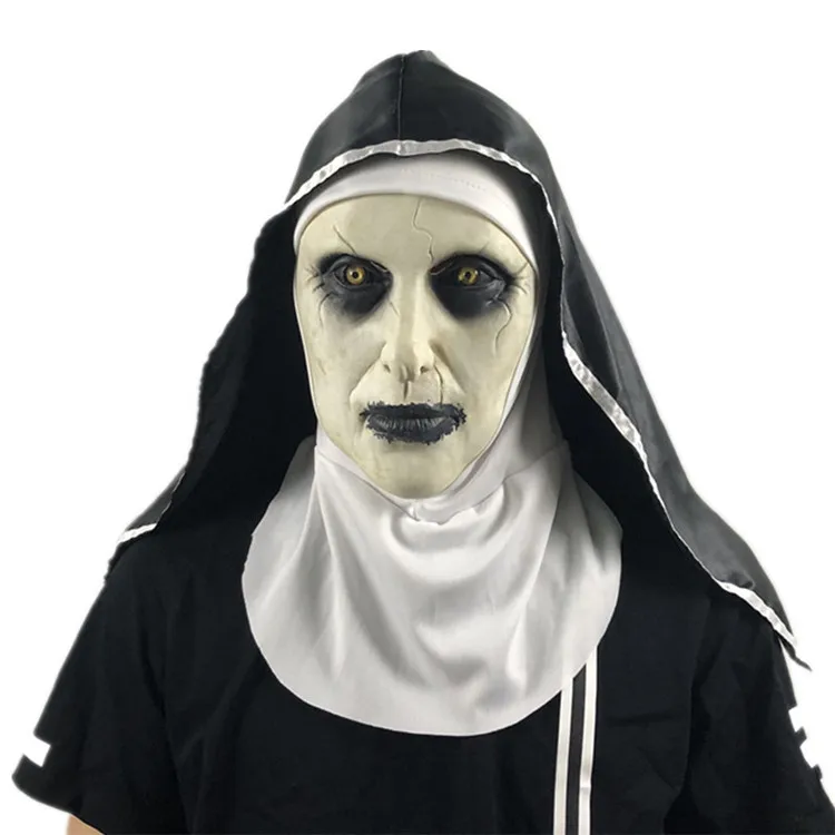 Hot sale realistic horror halloween nun masks and high quality black + white halloween mask