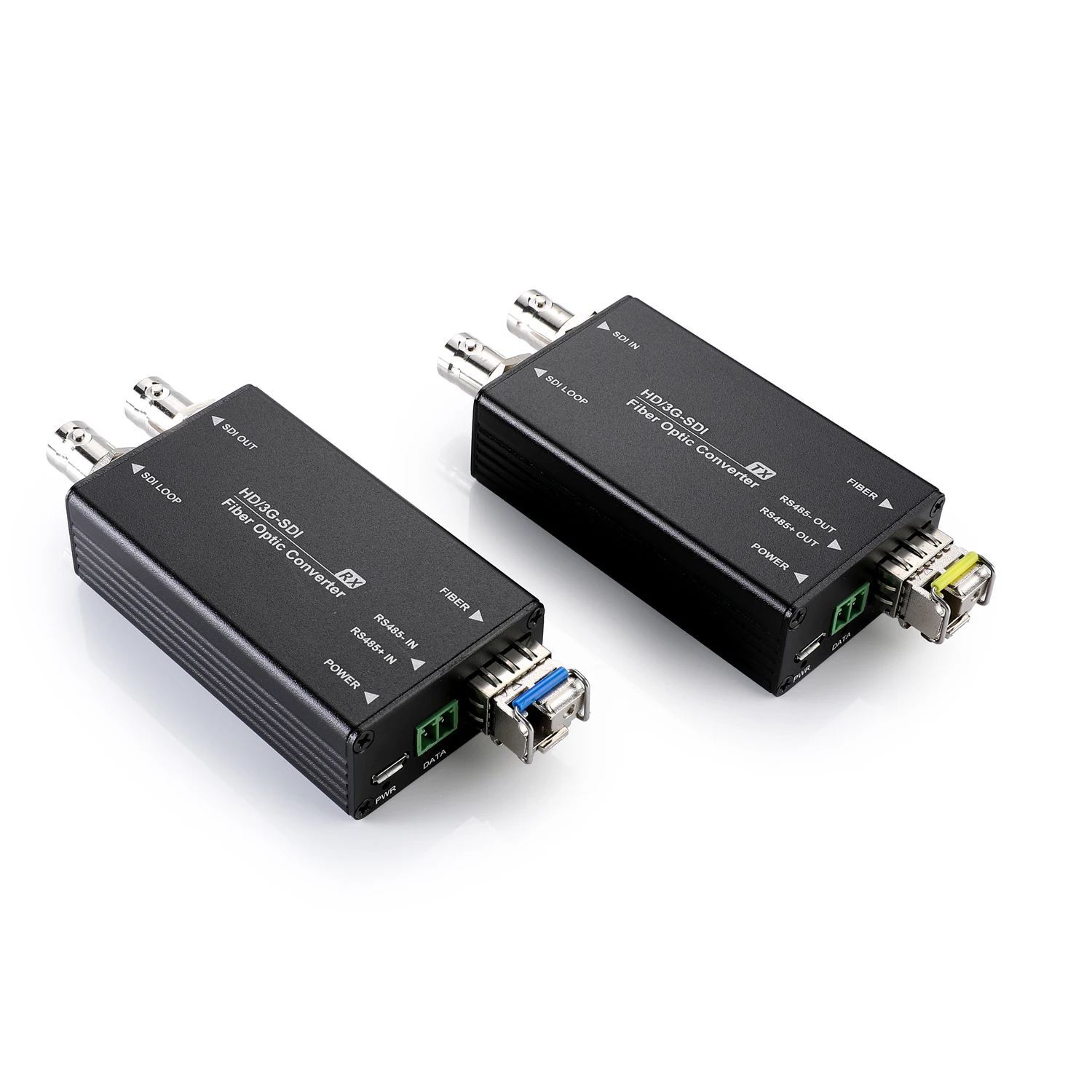 TV Station Studio 3g sdi fiber converter with loop out and data rs485 fiber optic Transmitter and Receiver