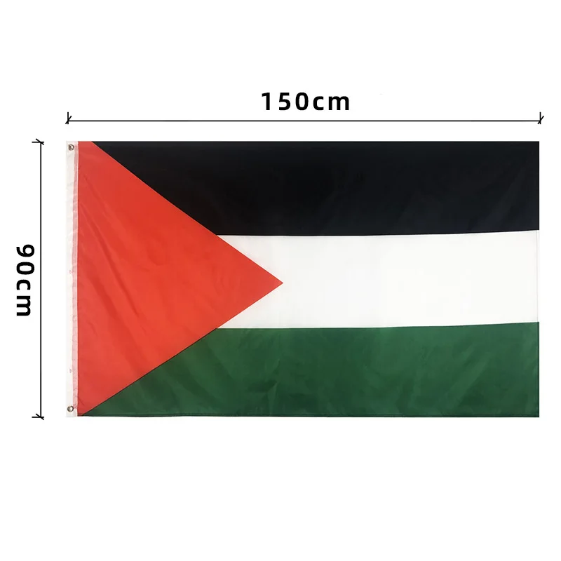 Custom 90x150cm 3x5 Ft 100% Polyester Indoor Outdoor Double Sided Red Black Green White Palestine National Country Flag