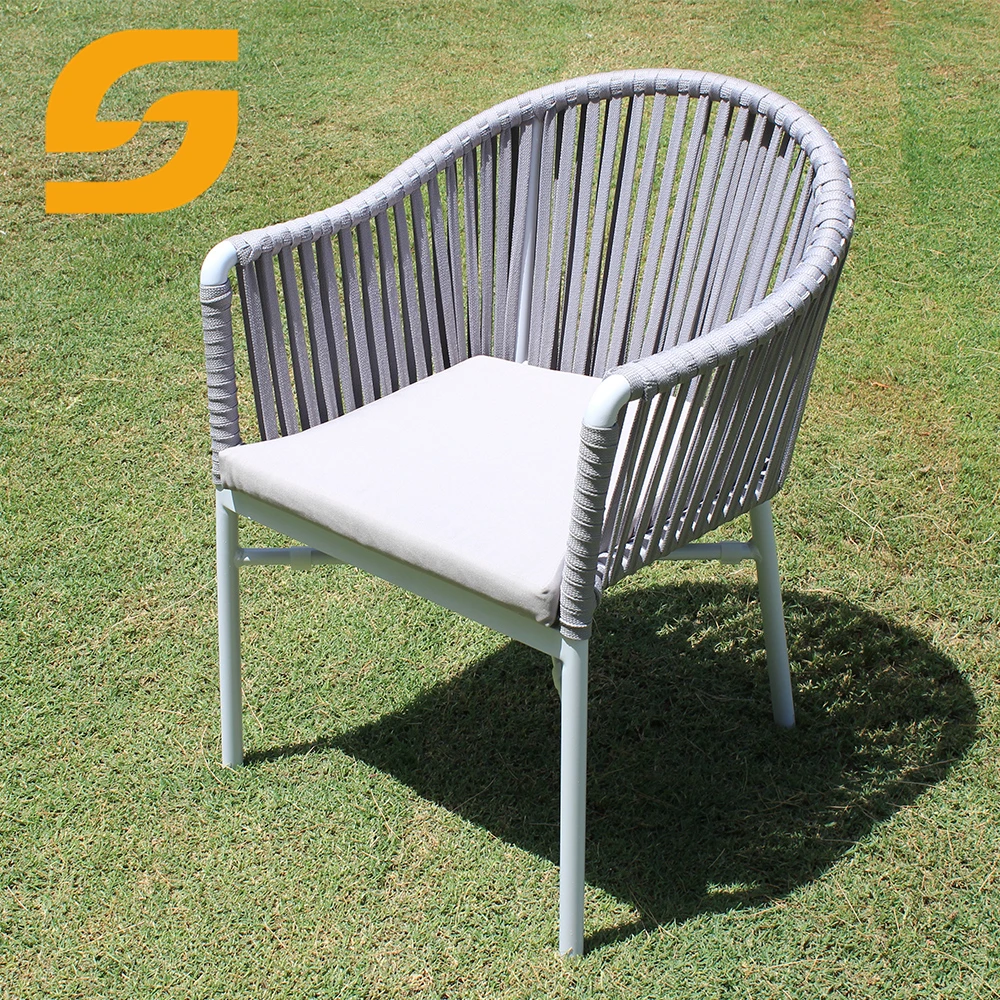 SUNLINK Commercial Vip Room Outdoor Patio Garden Rope Weaving Aluminium Long Sofa Chair Set And Glass Table