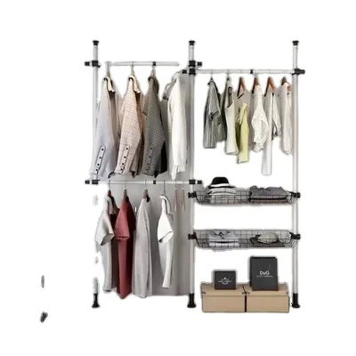 Multifunctional Bedroom Walk Fold Clothes rod  clothing adjustable rod