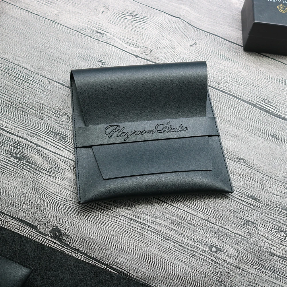 Leather Stationery Bag Pencil Case with Tuck in Flap