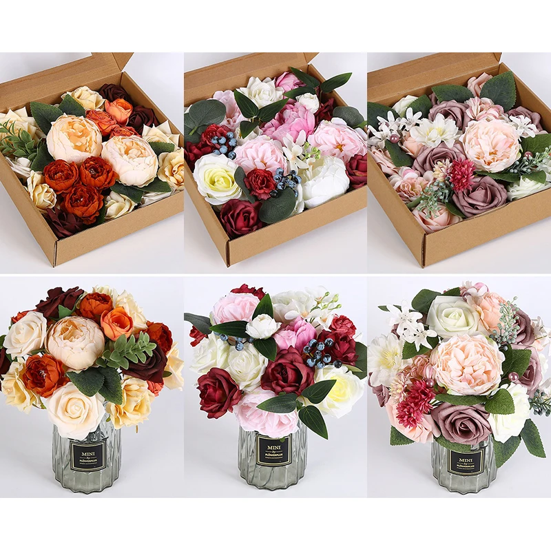 High Quality Artificial Silk Fabric Flower Bouquet for Wedding Stage Decoration