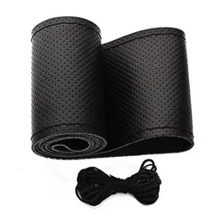 38Cm Leather Soft Anti Slip Cowhide With Needle And Thread Leather Universal Car Steering Wheel Cover