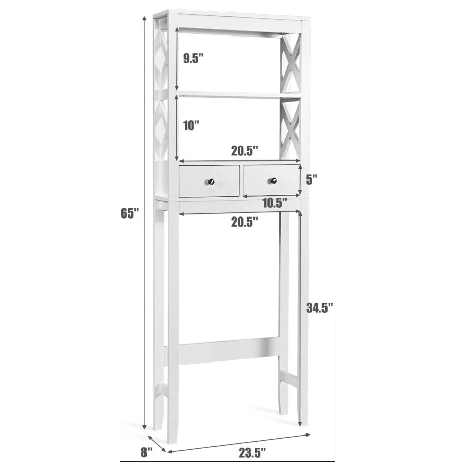 2 tier 2 drawer white space saver bathroom over toilet storage rack organizer