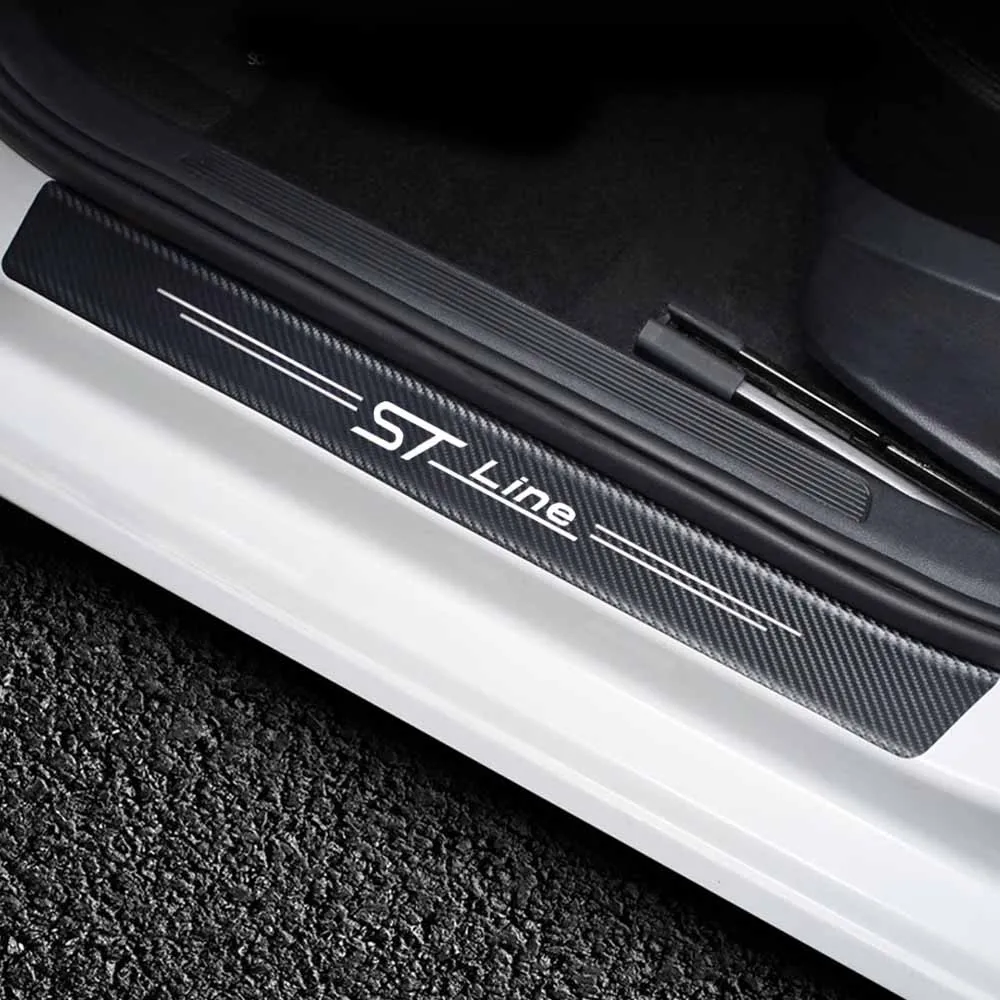 4pcs car Sticker door carbon leather Fiber Sill Plate For ford focus 2 3 MK1 MK2 MK3 MK4 VIGNALE ST-Line accessories car styling