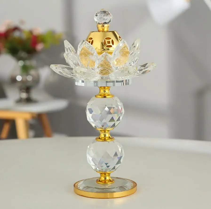 Wholesale luxurious Romantic table decorative votive glass gold crystal aroma burner