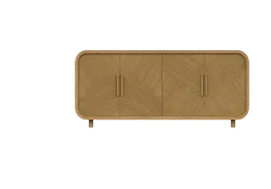 MRS WOODS Mid century modern solid wood oak sideboard buffet with four doors