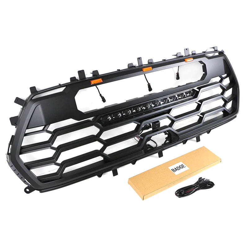 Auto Part Car Mesh Front Grille With Amber Light+Light Bar Fit For Toyota Sequoia 2022-2023