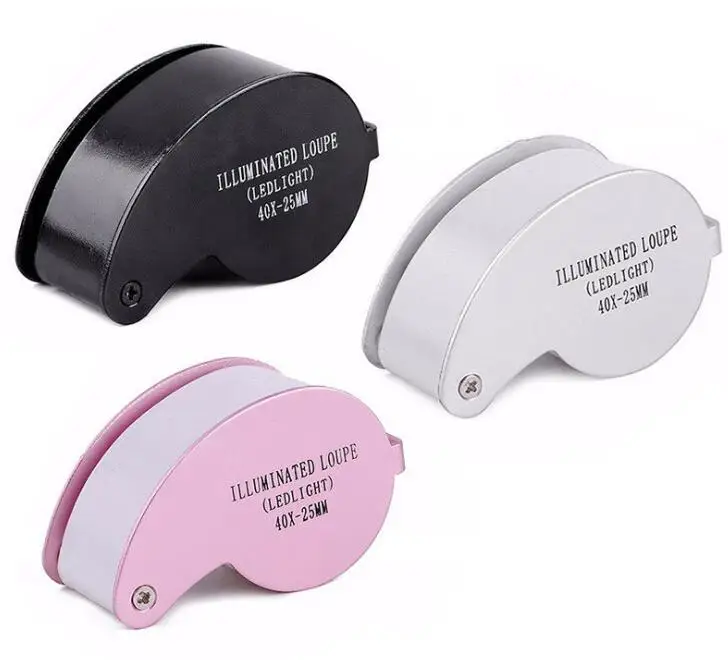 wholesale OEM Identification 40x25MM Jewelry Magniifer with Light