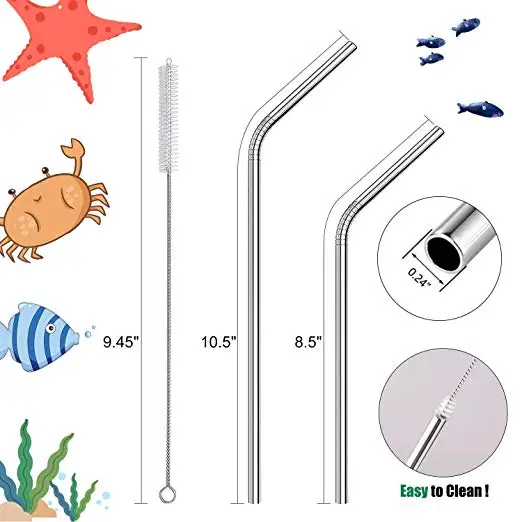 Wholesale Eco Friendly Stainless Steel Straw Drinking Metal Straw
