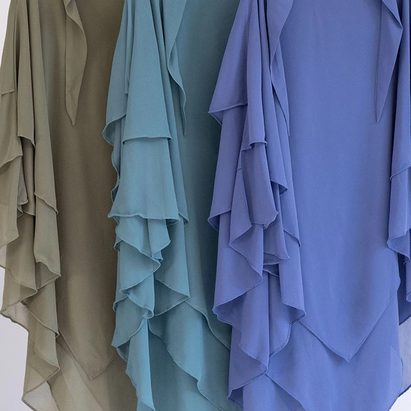 New Arrival Chiffon Khimar 3 layers Overhead Big Scarf Ramadan Eid Islamic Niqab Prayer Abaya Jilbab Khimar
