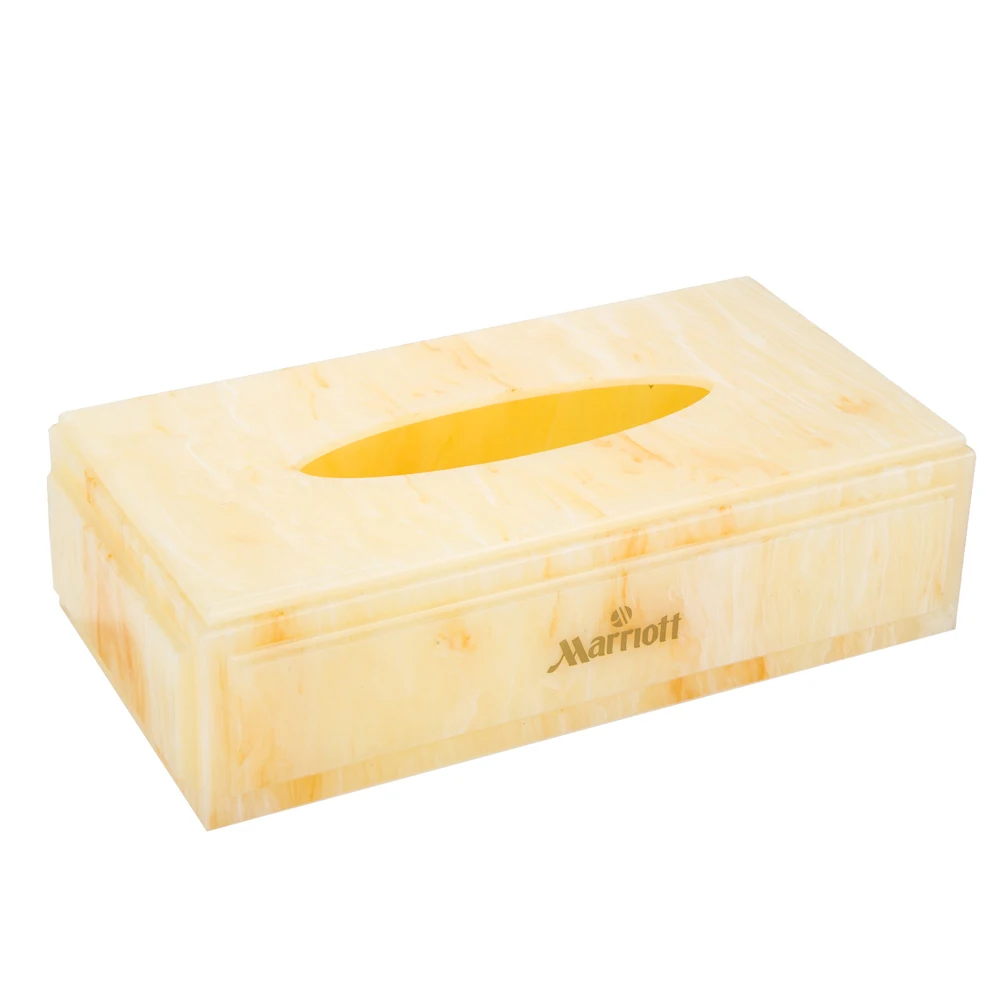 
acrylic yellow topaz rectangle tissue box holder for 5 star hotel guest room home ware 