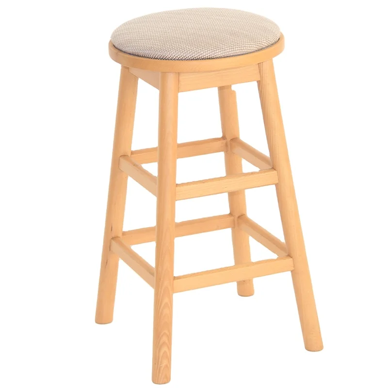 High Quality modern Round Bar Chair Cushion bar stool chairs with wooden leg two step counter stool