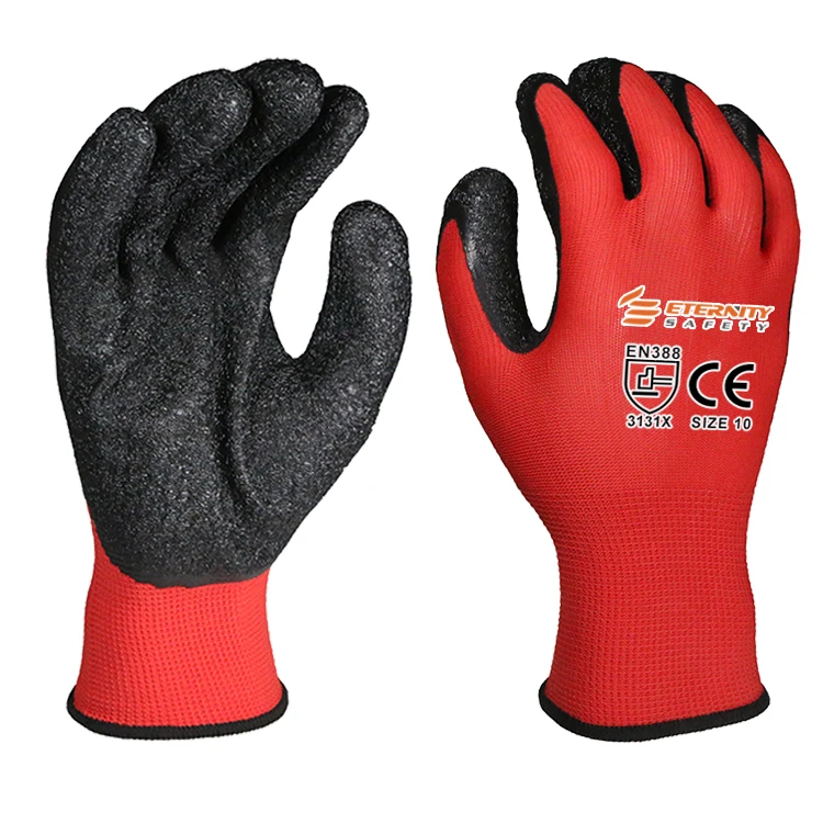 ENTE SAFETY Crinkle Latex Coated Building Worker Use Anti-slip Insulated Work Manufacturing Gloves