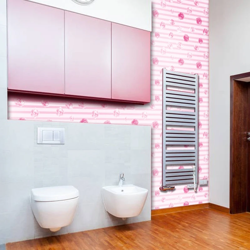 YIYAO Pink Flower Contact Paper Flesh Peel and Stick Removable Covering Embossed Self Wall Paper CLASSIC Wallpapers 1 Roll 1001