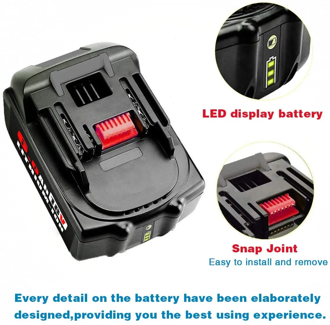18v Power Drills Lithium Ion Batteries Pack Replacement for Makita 6AH