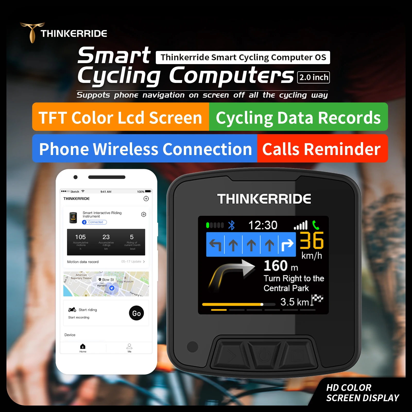 Popular Hot Sell Black Navigation Color Lcd Screen Cycle Computer Bicycle