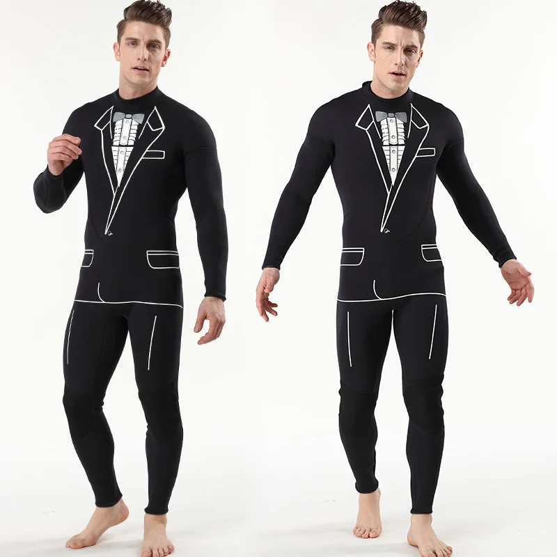 Customized Print Mens 3mm Stretch Neoprene Comfortable Swimming Diving Suit Surfing Tuxedo Wetsuits