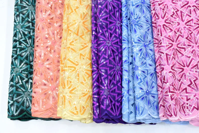 Handcut Full Sequins Nigeria Wedding Party Dress Fabric