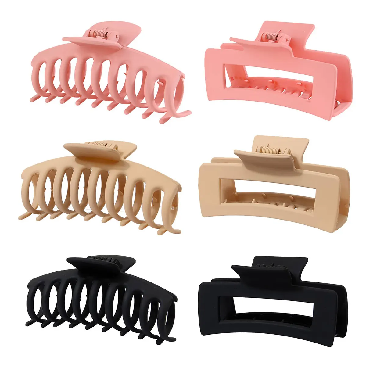 Hot Sell Korean Jumbo Large Rectangle Hair Accessories Hairpin Women Plastic Hairgrips Nonslip Large Colorful Hair Claw Clips