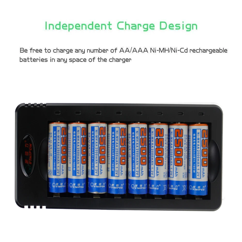 8 slot charger LED Shows 1.2V AA AAA Ni-MH Ni-CD Battery Charger with USB cable for digital products