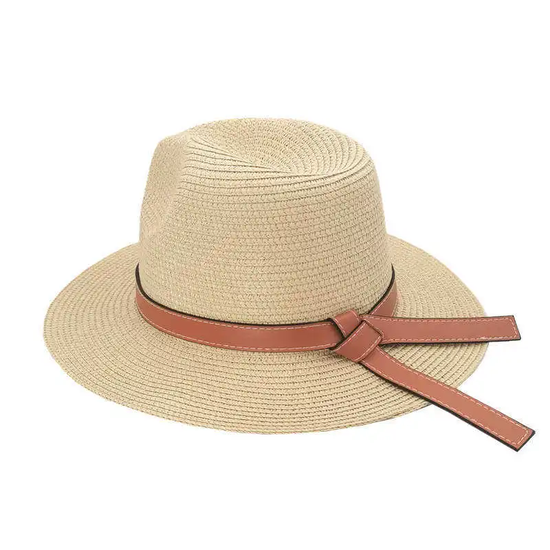 Wholesale Outdoor Unisex Paper Straw Panama Fedora Western Panama Straw Hats With Belt For Men