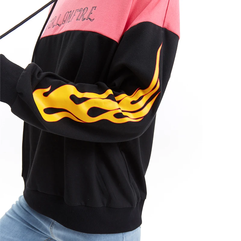 OEM Color Block hoodies for ladies with vinyl print