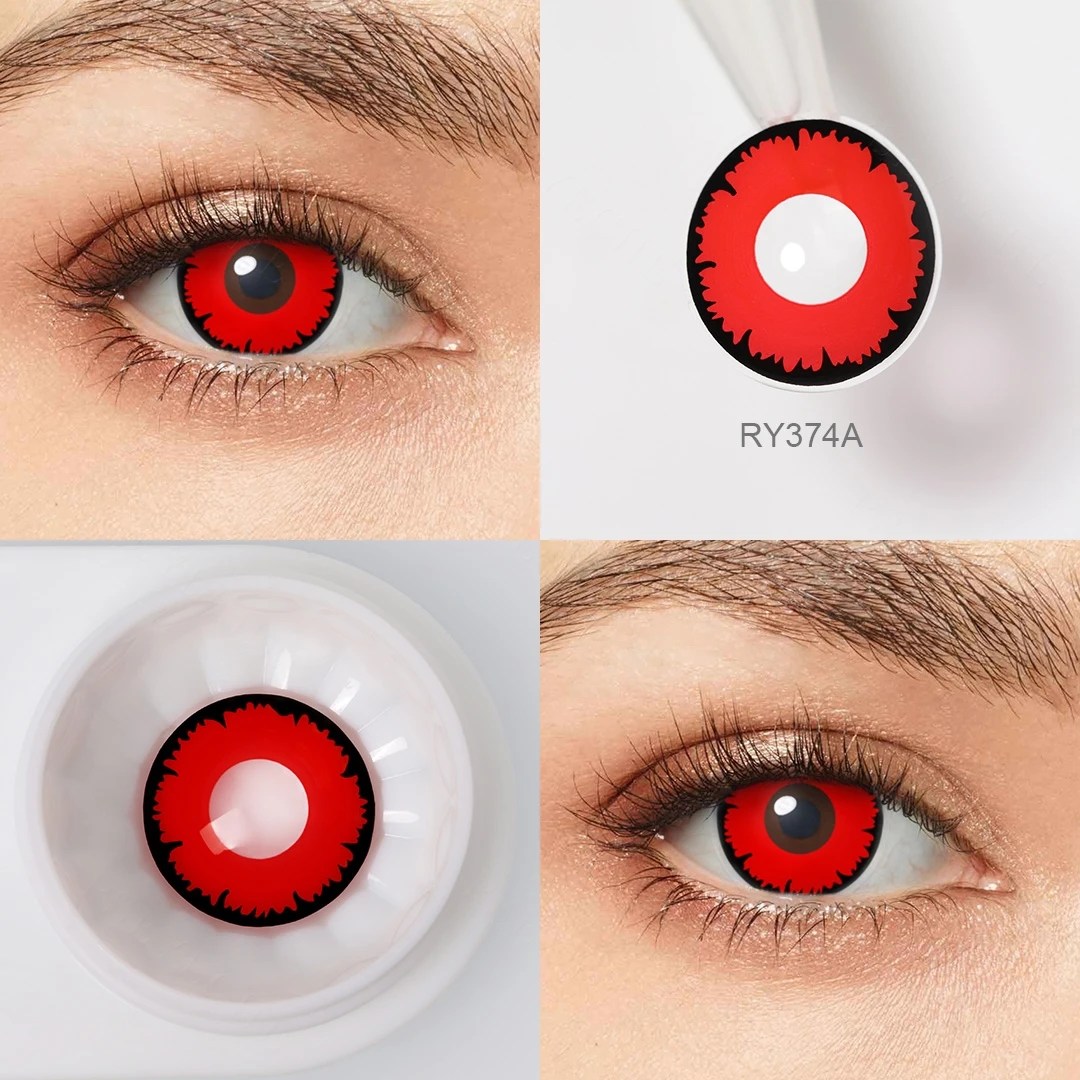 Pseyeche Косплей Sharingan контактные линзы сумасшедшего цвета Louis Вампир Хэллоуин