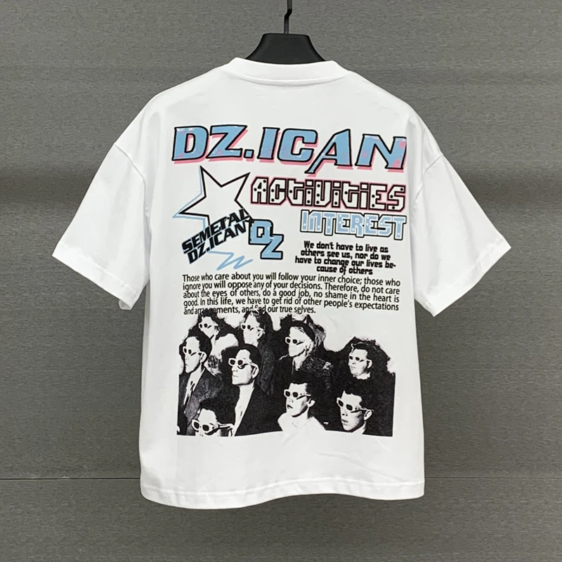 Дизайнерская летняя футболка с открытыми плечами объемная одежда графическим принтом 260 gsm укороченная Повседневная унисекс круглым вырезом