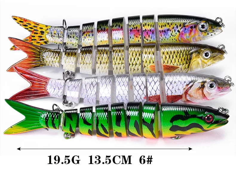 Artificial Hard ABS Plastic Fishing Lure Swimbait ,  Section Multi Jointed Fishing Lures For Bass