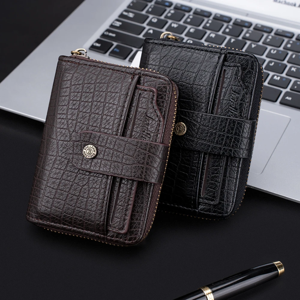 portefeuille homme cuir baellerry luxury wallet for men zipper Big Capacity wallet rfid blocking Credit Card business wallet