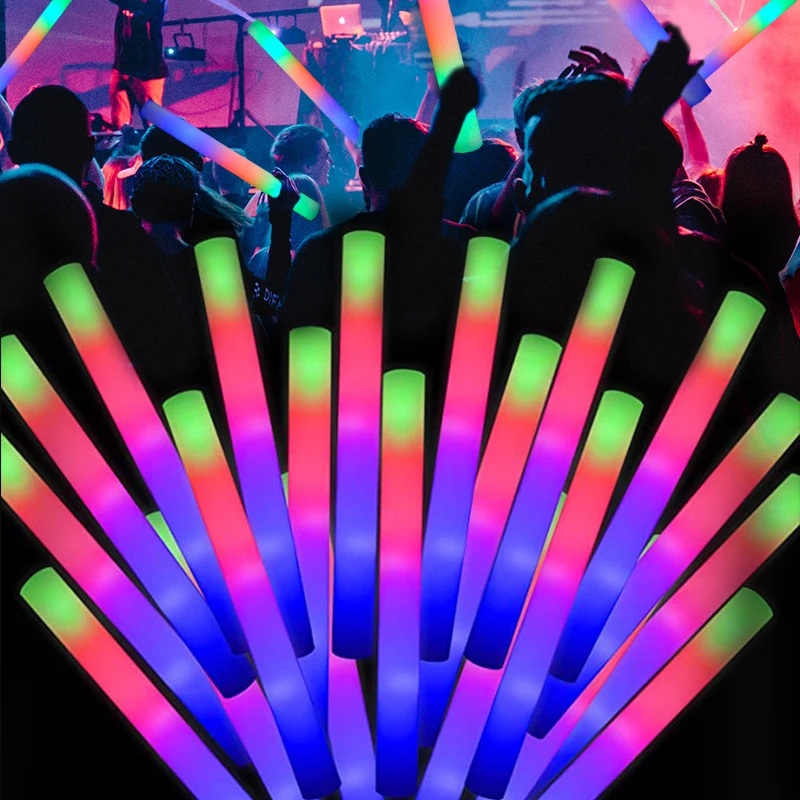 Led Foam Sticks Flashing Glow Sticks Party Supplies Light Up Baton Wands for Kids Raves Birthday Wedding Holiday